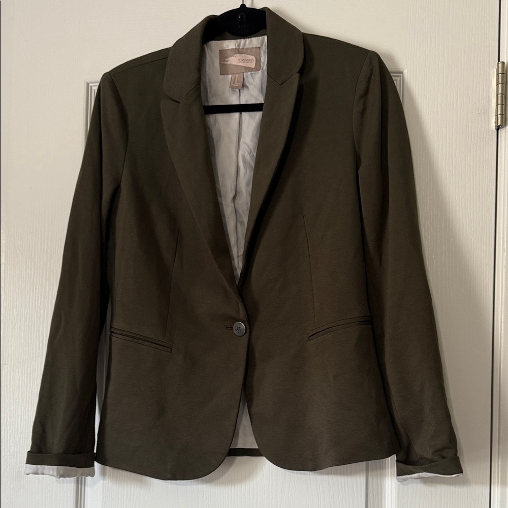 Olive Green Women's Blazer Size M